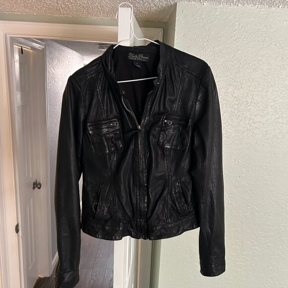 Lucky Brand Black Leather Jacket - Picture 4 of 6